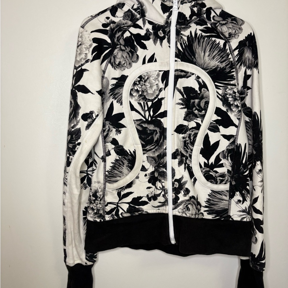 Lululemon Athletica Black and White Floral Jacket